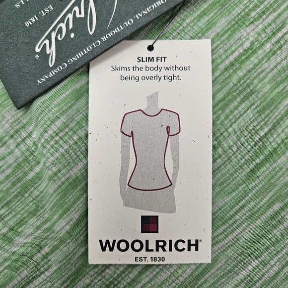 Woolrich Athleisure Top XXL Zip Pocket Dri Release Green Slim Fit Ruched Tee NWT - Picture 3 of 16
